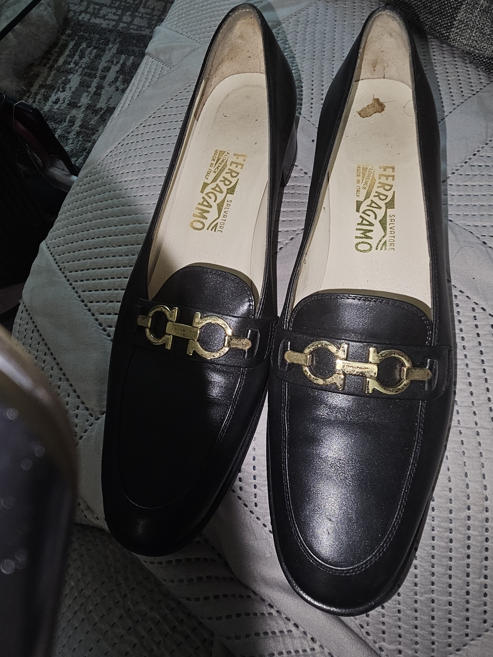 Salvatore Ferragamo Black Leather Horsebit Loafers
